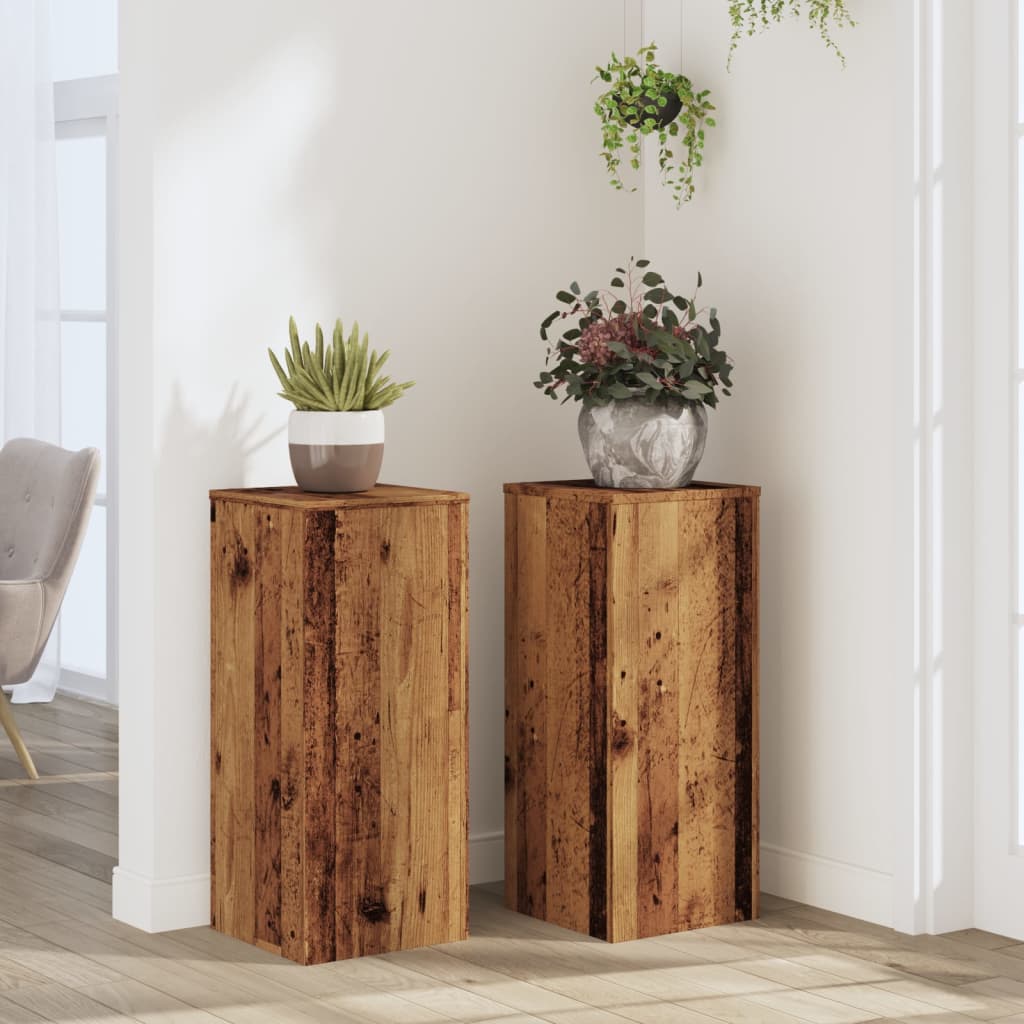 Plant Stands 2 pcs Engineered wood Width 30 cm Old wood 70 cm