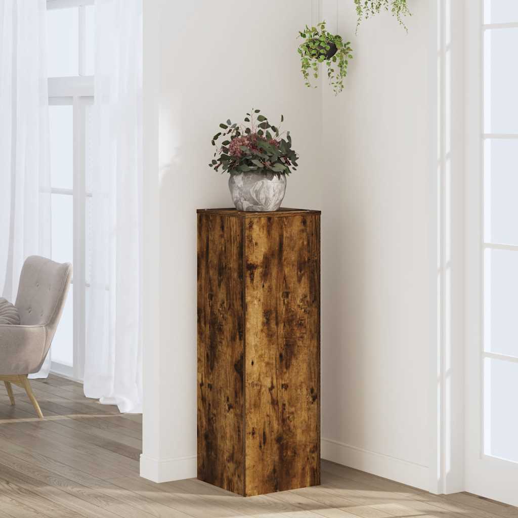 Plant Stand 33x33x100 cm Engineered Wood Smoked oak