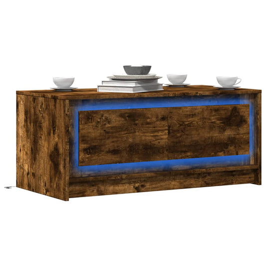 Coffee Table with LED Lights Engineered Wood Smoked oak