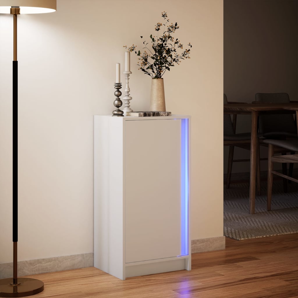 Sideboard with LED 42,5x34x85 cm Engineered Wood White