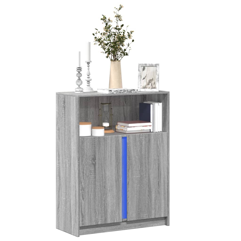 Sideboard with LED 42,5x34x100 cm Engineered Wood Grey sonoma 77 cm