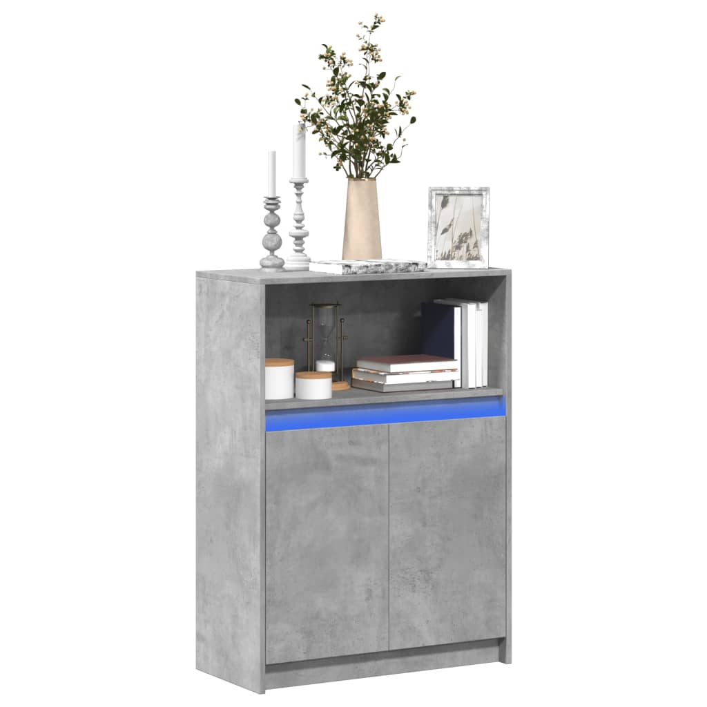 Sideboard with LED 72x34x100 cm Engineered Wood Concrete grey 72 cm