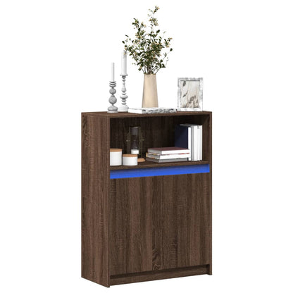 Sideboard with LED 72x34x100 cm Engineered Wood Brown oak 72 cm