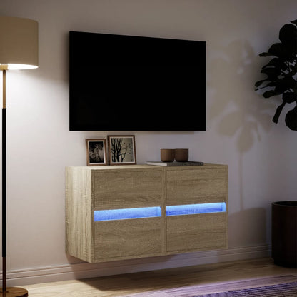 TV Wall Cabinets with LED Lights 41x31x45 cm 2 pcs Sonoma oak