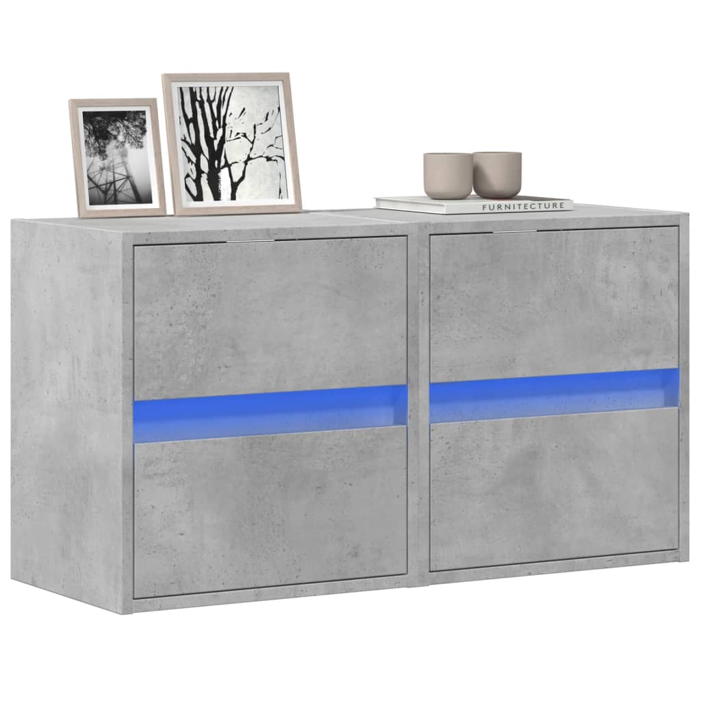 TV Wall Cabinets with LED Lights 41x31x45 cm 2 pcs Concrete grey