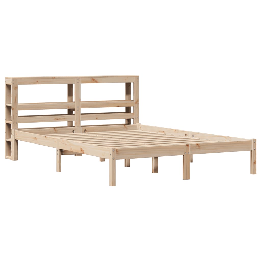 Bed Frame without Mattress Solid Wood Pine Length 200 cm Natural 140 cm