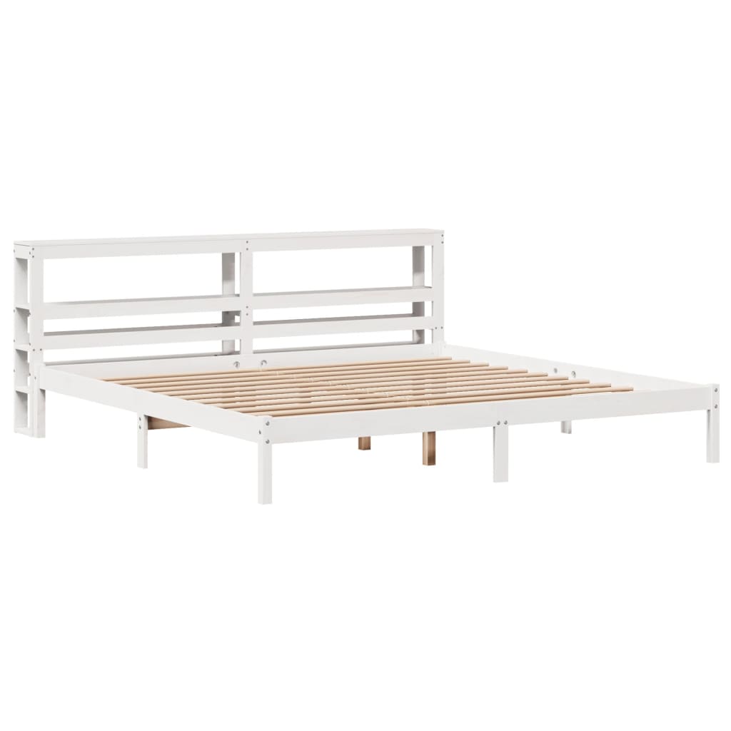 vidaXL Bed Frame without Mattress White 180x200 cm Super King Solid Wood Pine 3