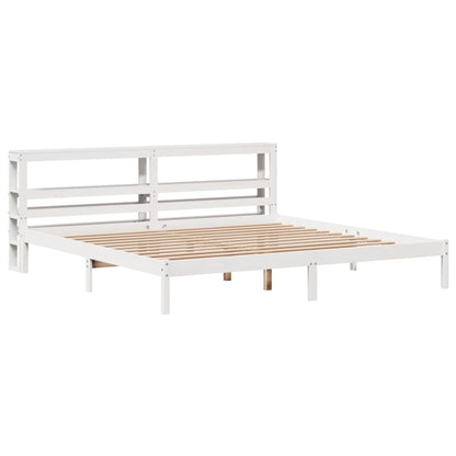 vidaXL Bed Frame without Mattress White 180x200 cm Super King Solid Wood Pine 3