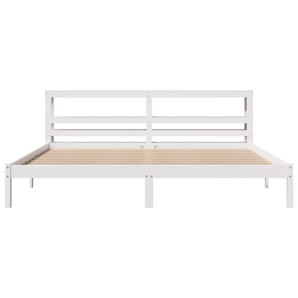 vidaXL Bed Frame without Mattress White 180x200 cm Super King Solid Wood Pine 4