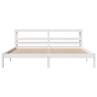 vidaXL Bed Frame without Mattress White 180x200 cm Super King Solid Wood Pine 4