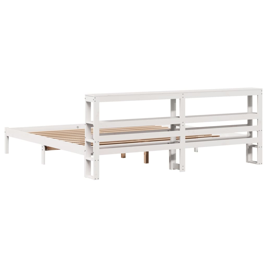 vidaXL Bed Frame without Mattress White 180x200 cm Super King Solid Wood Pine 6