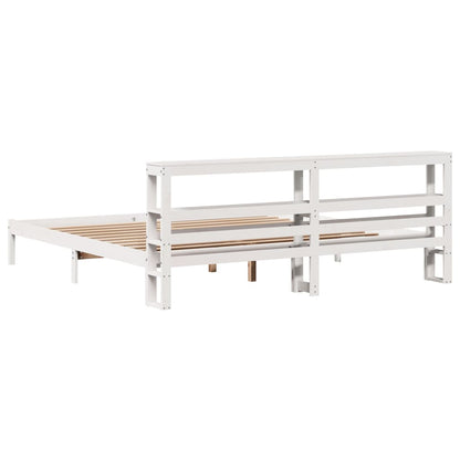vidaXL Bed Frame without Mattress White 180x200 cm Super King Solid Wood Pine 6