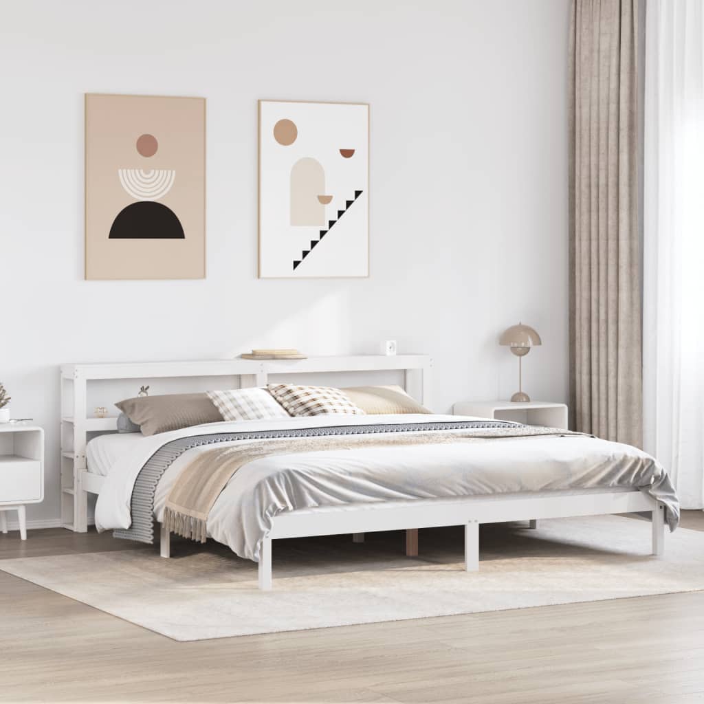 vidaXL Bed Frame without Mattress White 180x200 cm Super King Solid Wood Pine 1