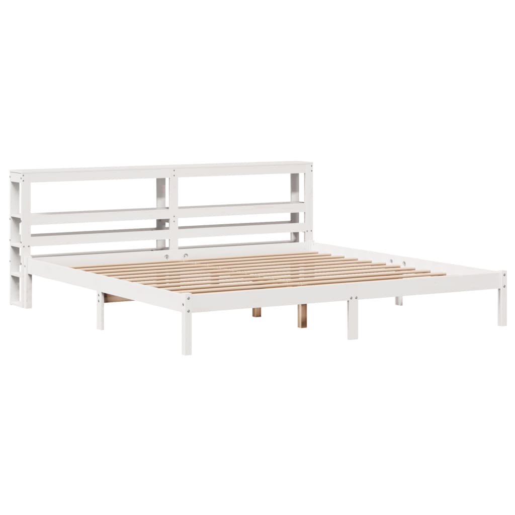 vidaXL Bed Frame without Mattress White 200x200 cm Solid Wood Pine 3