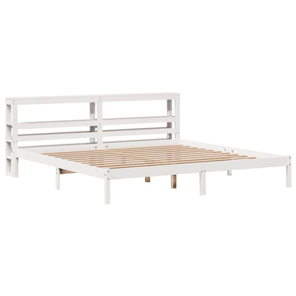 vidaXL Bed Frame without Mattress White 200x200 cm Solid Wood Pine 3