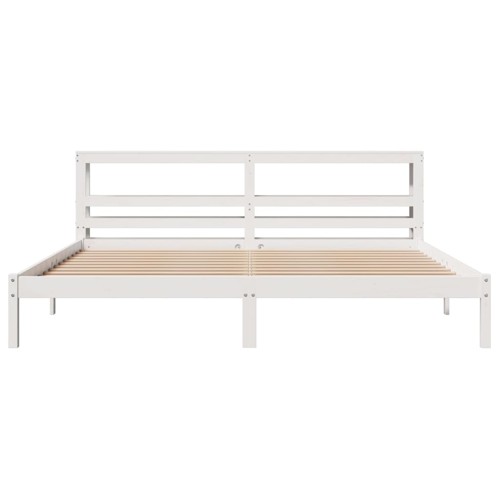 vidaXL Bed Frame without Mattress White 200x200 cm Solid Wood Pine 4