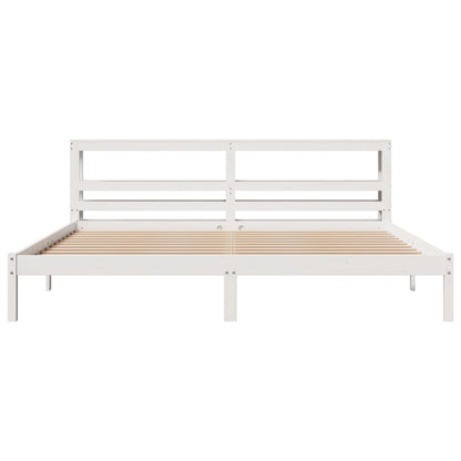 vidaXL Bed Frame without Mattress White 200x200 cm Solid Wood Pine 4