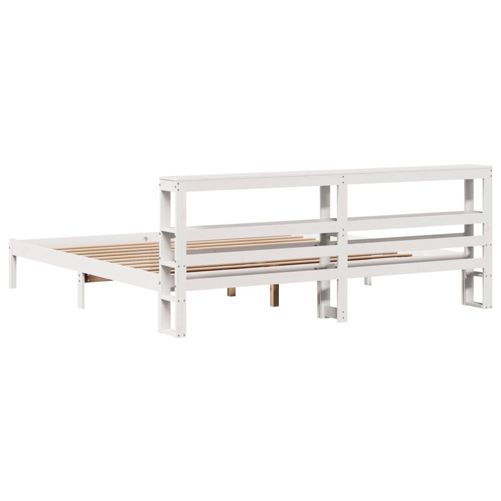 vidaXL Bed Frame without Mattress White 200x200 cm Solid Wood Pine 6