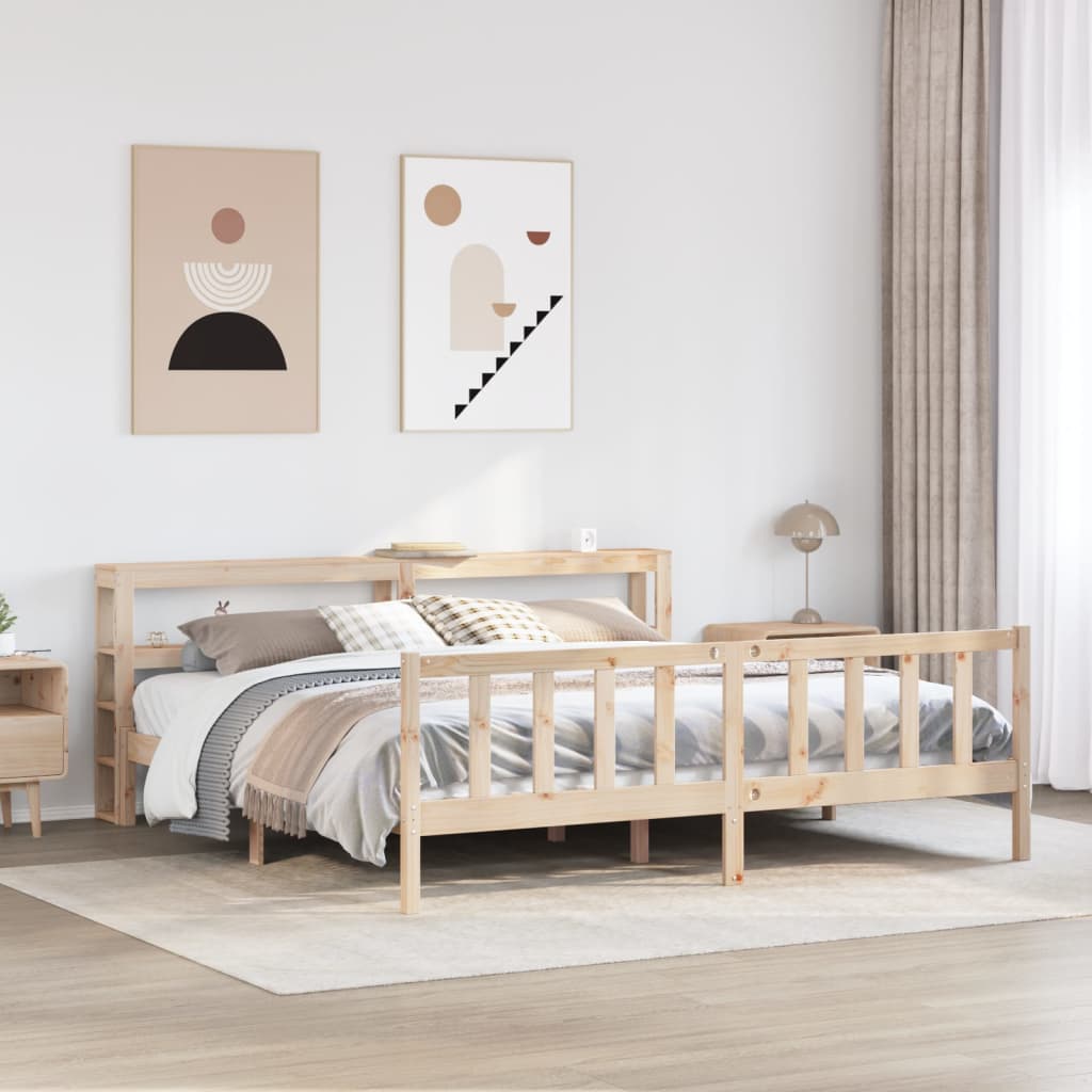 vidaXL Bed Frame without Mattress 180x200 cm Super King Solid Wood Pine 1