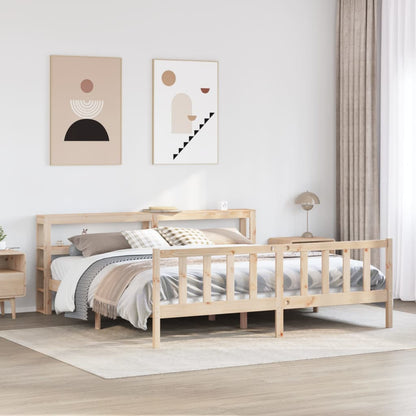 vidaXL Bed Frame without Mattress 180x200 cm Super King Solid Wood Pine 1