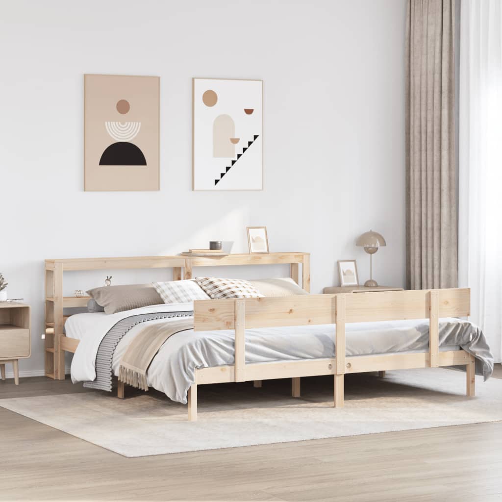 vidaXL Bed Frame without Mattress 180x200 cm Super King Solid Wood Pine 1