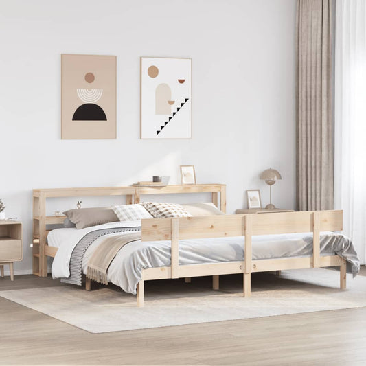 vidaXL Bed Frame without Mattress 180x200 cm Super King Solid Wood Pine 1