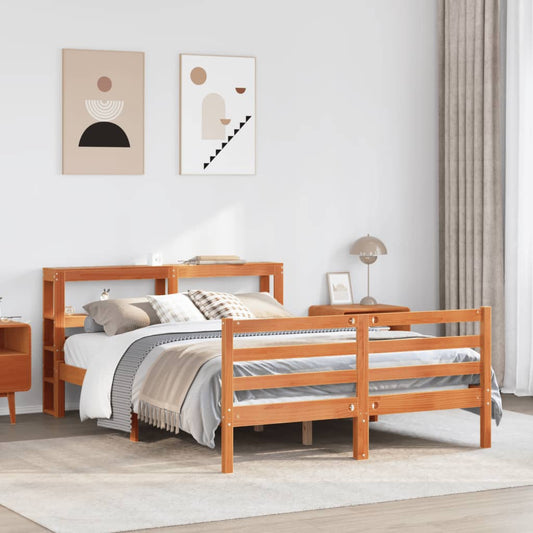 Bed Frame without Mattress Solid Wood Pine Wax brown 120 cm 190 cm
