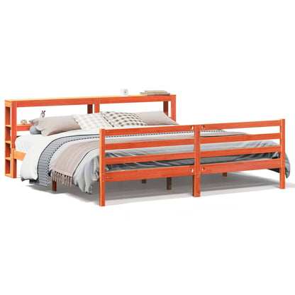 vidaXL Bed Frame without Mattress Wax Brown 200x200 cm Solid Wood Pine 2