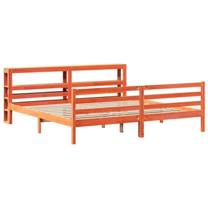 vidaXL Bed Frame without Mattress Wax Brown 200x200 cm Solid Wood Pine 3