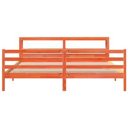 vidaXL Bed Frame without Mattress Wax Brown 200x200 cm Solid Wood Pine 4