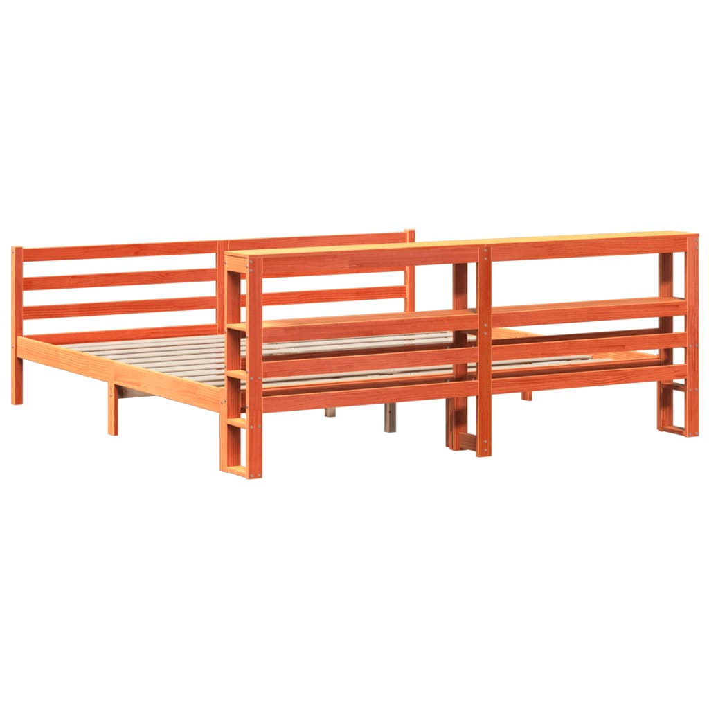 vidaXL Bed Frame without Mattress Wax Brown 200x200 cm Solid Wood Pine 6