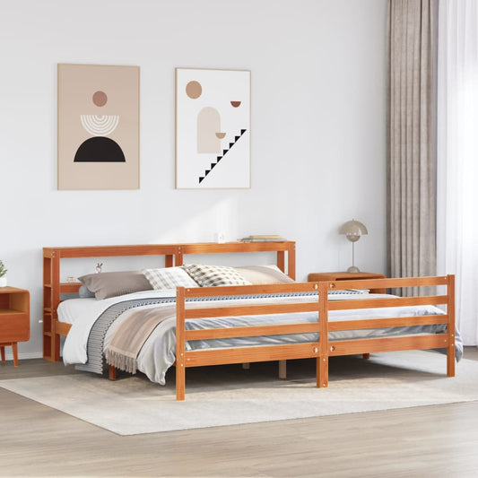 vidaXL Bed Frame without Mattress Wax Brown 200x200 cm Solid Wood Pine 1