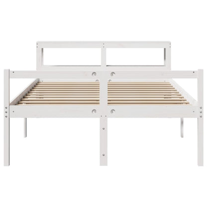 vidaXL Senior Bed with Headboard without Mattress White 120x190 cm 4