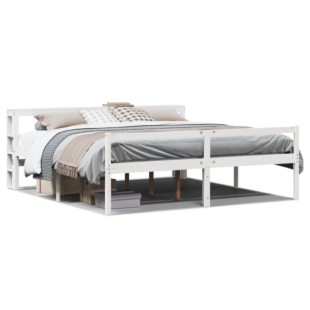Senior Bed with Headboard without Mattress Length 200 cm White 180 cm