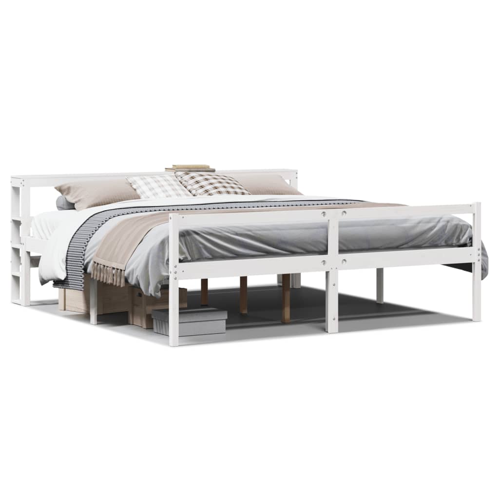 vidaXL Senior Bed with Headboard without Mattress White 200x200 cm 2