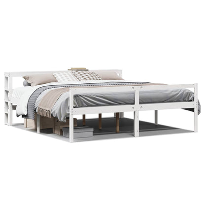 vidaXL Senior Bed with Headboard without Mattress White 200x200 cm 2