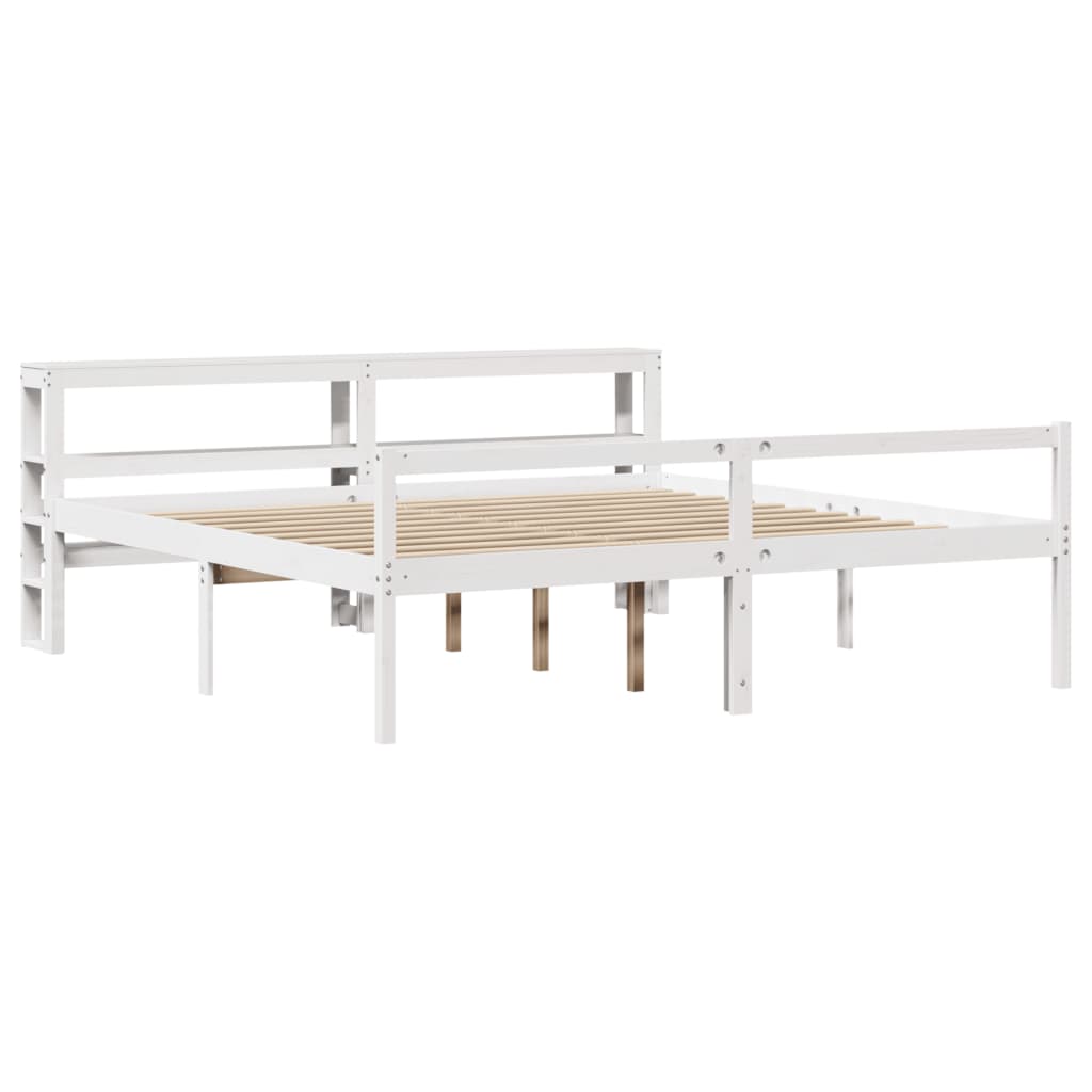 vidaXL Senior Bed with Headboard without Mattress White 200x200 cm 3
