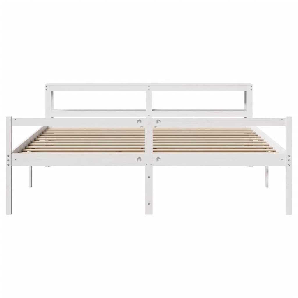 vidaXL Senior Bed with Headboard without Mattress White 200x200 cm 4