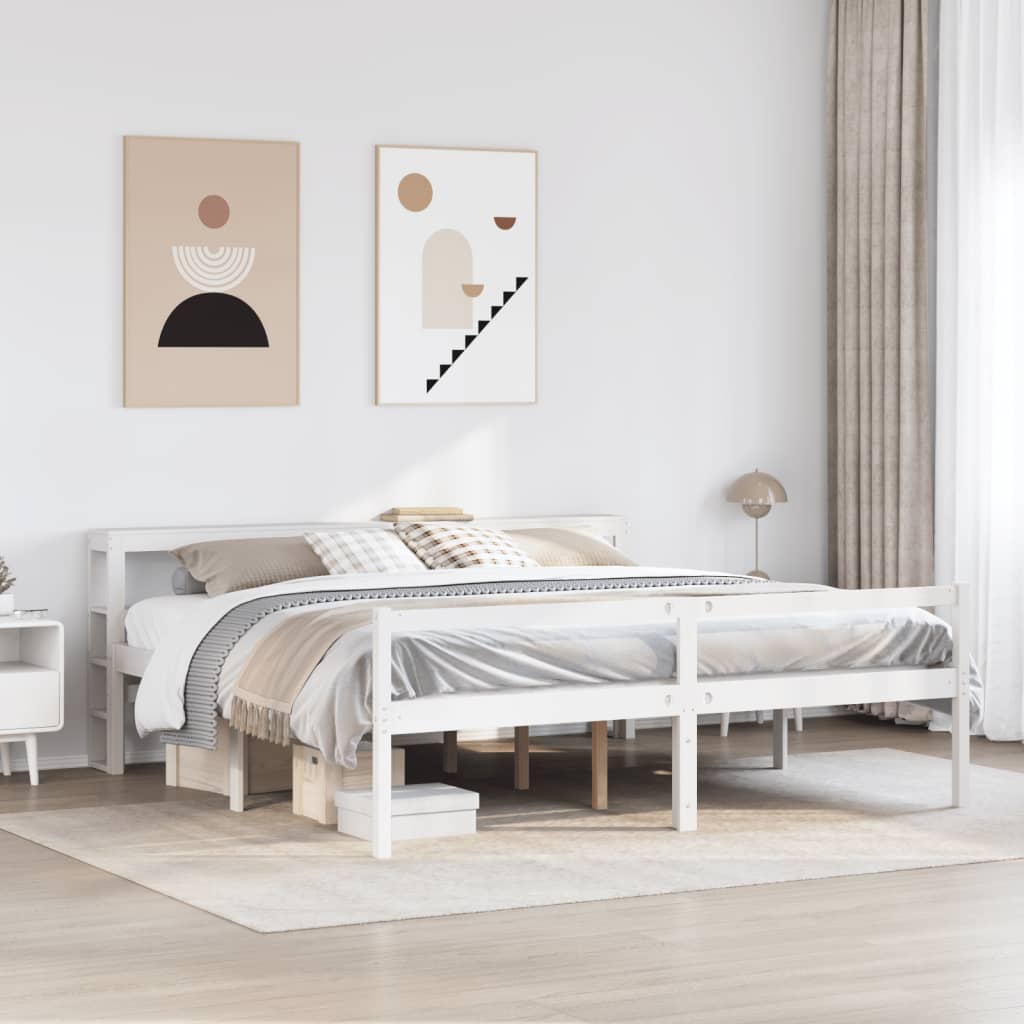 vidaXL Senior Bed with Headboard without Mattress White 200x200 cm 1