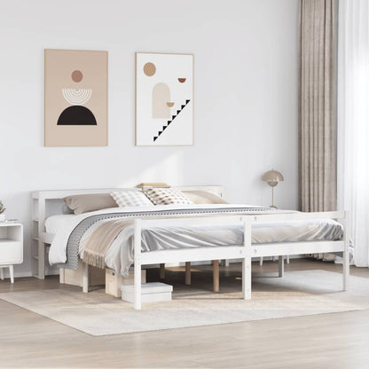 vidaXL Senior Bed with Headboard without Mattress White 200x200 cm 1