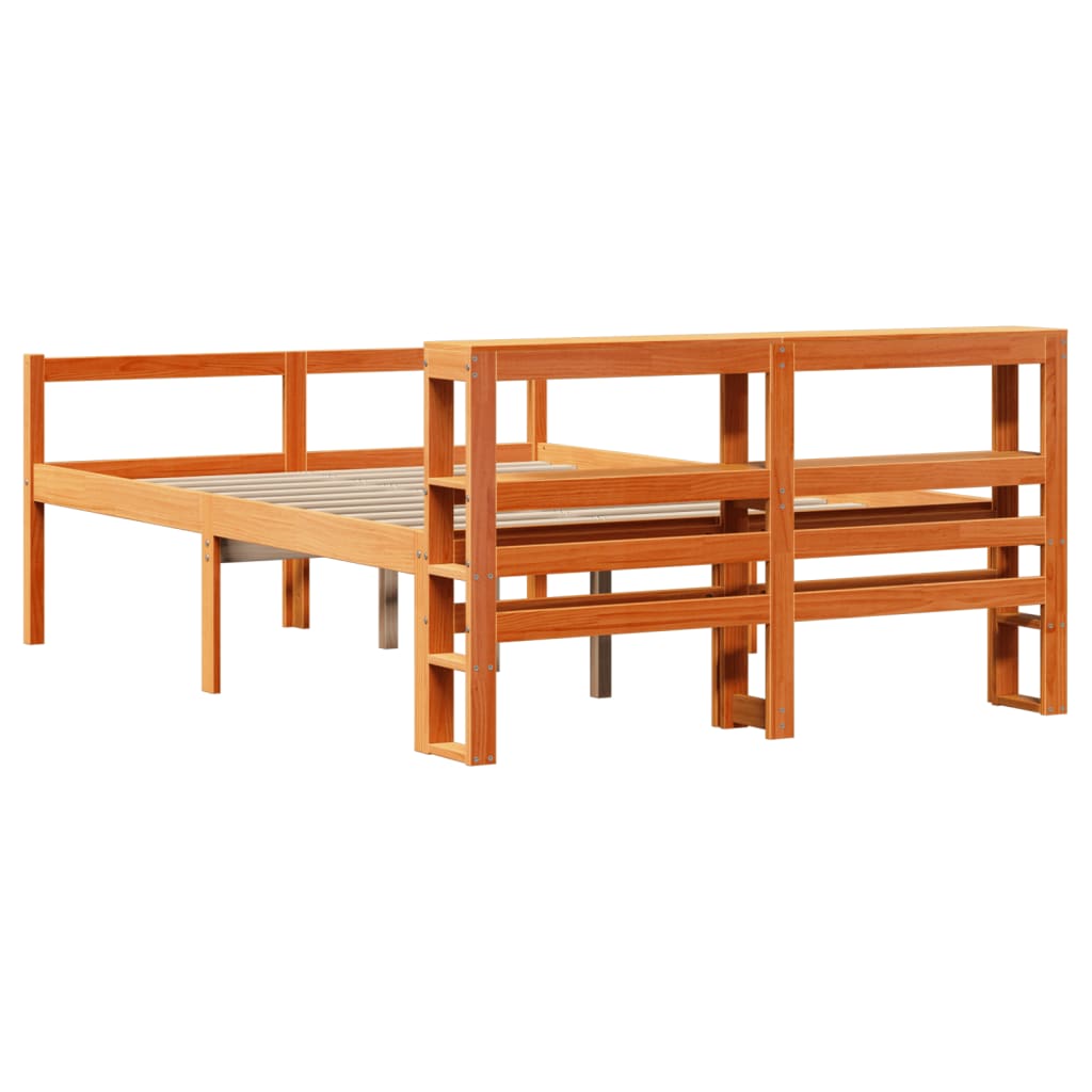 vidaXL Bed Frame with Headboard without Mattress Wax Brown 120x200 cm 6