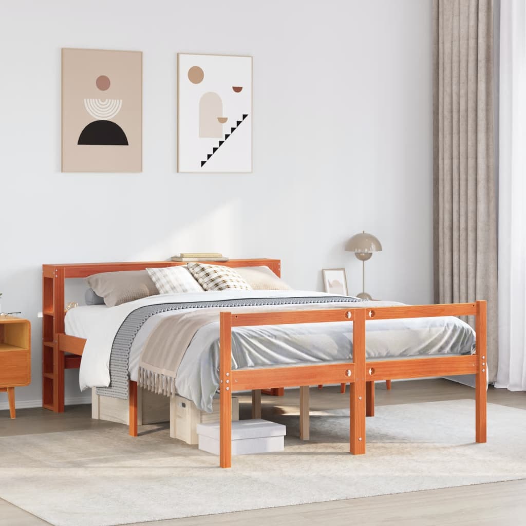 Senior Bed with Headboard without Mattress Length 200 cm Wax brown 120 cm