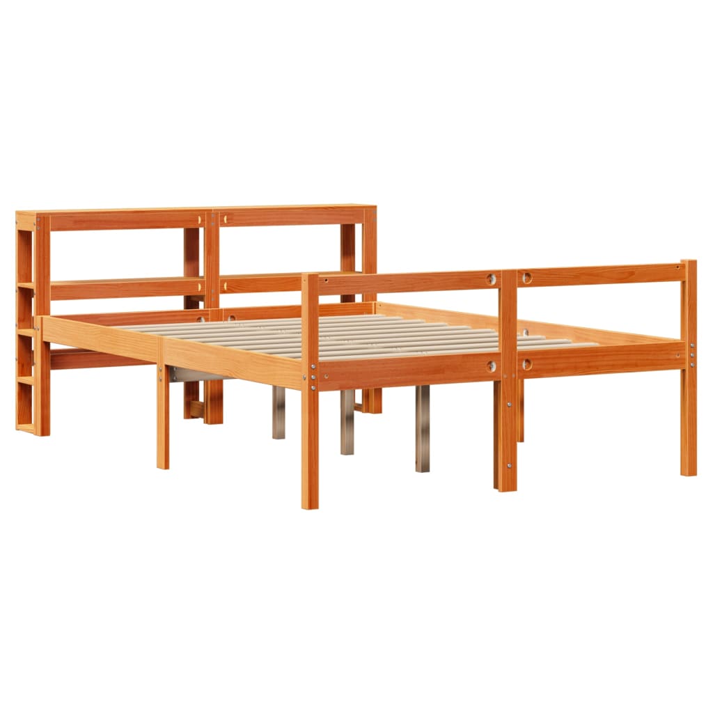 vidaXL Bed Frame with Headboard without Mattress Wax Brown 140x200 cm 3