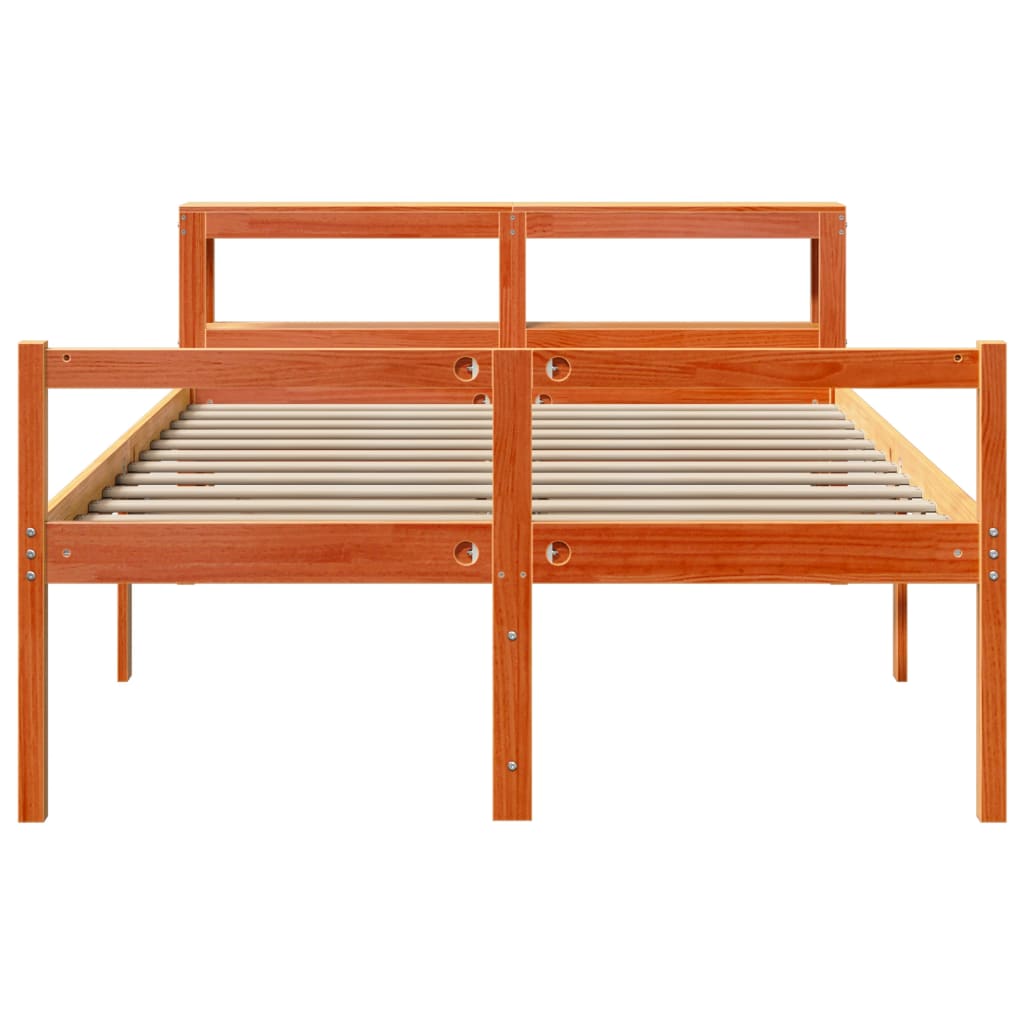 vidaXL Bed Frame with Headboard without Mattress Wax Brown 140x200 cm 4