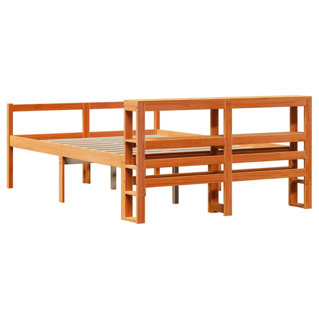 vidaXL Bed Frame with Headboard without Mattress Wax Brown 140x200 cm 6