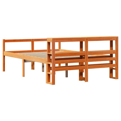vidaXL Bed Frame with Headboard without Mattress Wax Brown 140x200 cm 6
