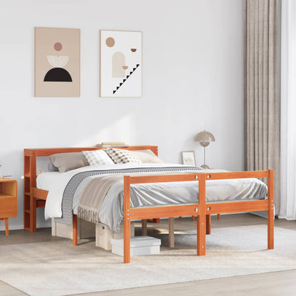 vidaXL Bed Frame with Headboard without Mattress Wax Brown 140x200 cm 1