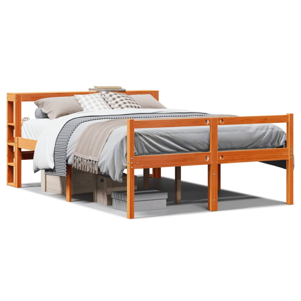 vidaXL Bed Frame with Headboard without Mattress Wax Brown 160x200 cm 2