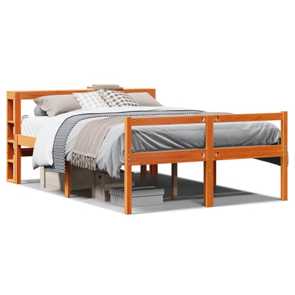 vidaXL Bed Frame with Headboard without Mattress Wax Brown 160x200 cm 2