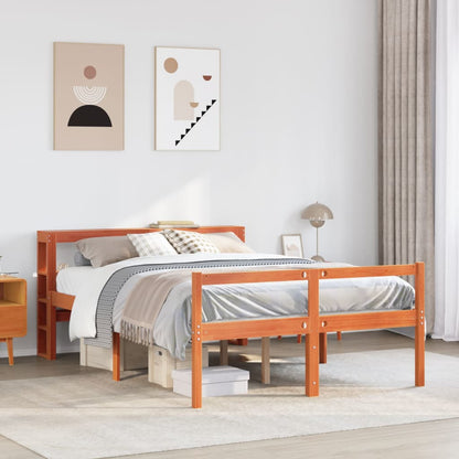 vidaXL Bed Frame with Headboard without Mattress Wax Brown 160x200 cm 1
